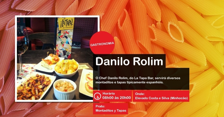 O chef Danilo Rolim servirá montaditos e tapas tipicamente espanhóis na Virada Cultural, das 8h00 às 20h00, no Minhocão - Divulgação