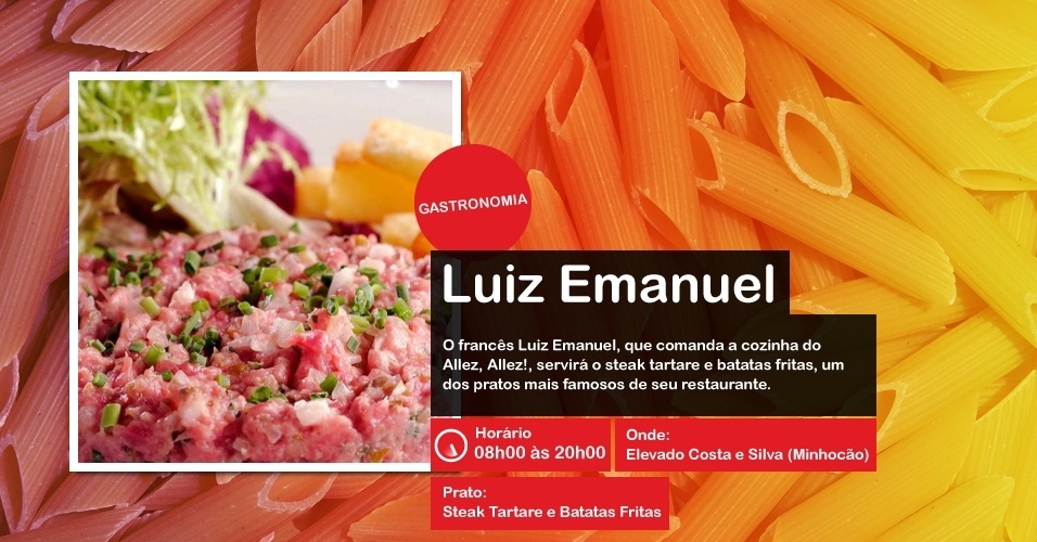 O chef Luiz Emanuel servirá steak tartare e batatas fritas na Virada Cultural, das 8h00 às 20h00, no MInhocão - Divulgação