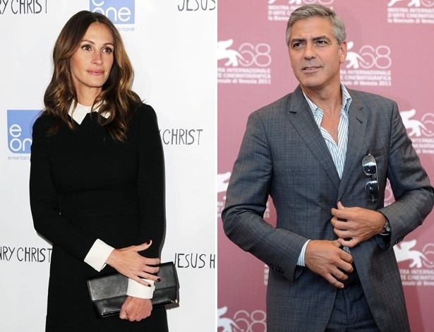 Os atores Julia Roberts e George Clooney