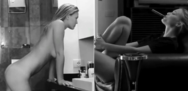 Bar Refaeli fica nua e fuma charuto em vídeo de marca de lingerie (3/5/12)