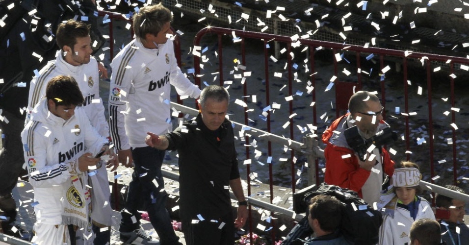O técnico José Mourinho também fez parte da festa do Real Madrid