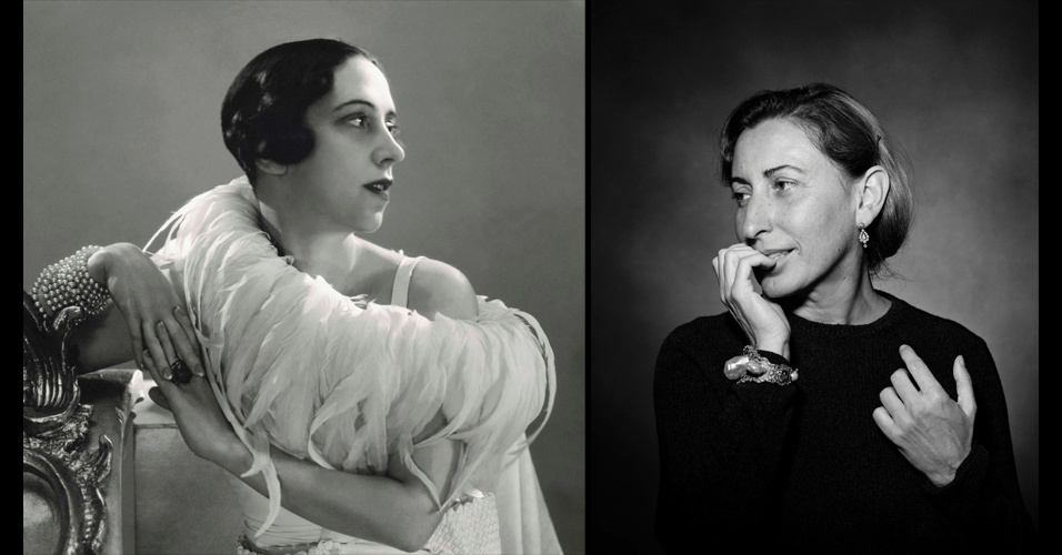 Retrato de Elsa Schiaparelli, em 1932, por George Hoyningen-Huené e o retrato de Miuccia Prada, em 1999, por Guido Harari. As duas estilistas italianas são tema da exposição "Schiaparelli e Prada: conversas impossíveis", no Metropolitan Museum, em Nova York, Estados Unidos - Divulgação/Metropolitan Museum