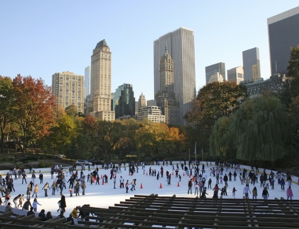 Central Park, na cidade de Manhattan, Nova York, durante o inverno