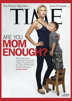 Capa polêmica da revista "Time" mostra uma jovem mulher amamentando seu filho de três anos - AP