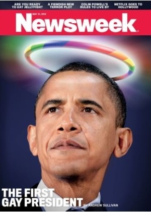 Capa da edição de 21 de maio da revista Newsweek, que chama Barack Obama de "primeiro presidente homossexual" dos EUA - Reprodução/Te Daily Beast