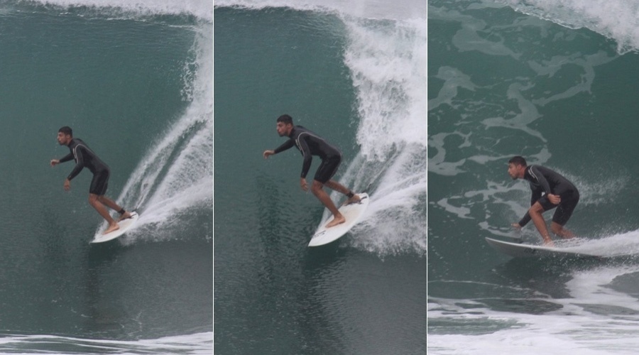 Cauã Reymond surfa na praia do Pepino, zona oeste do Rio (14/5/12)