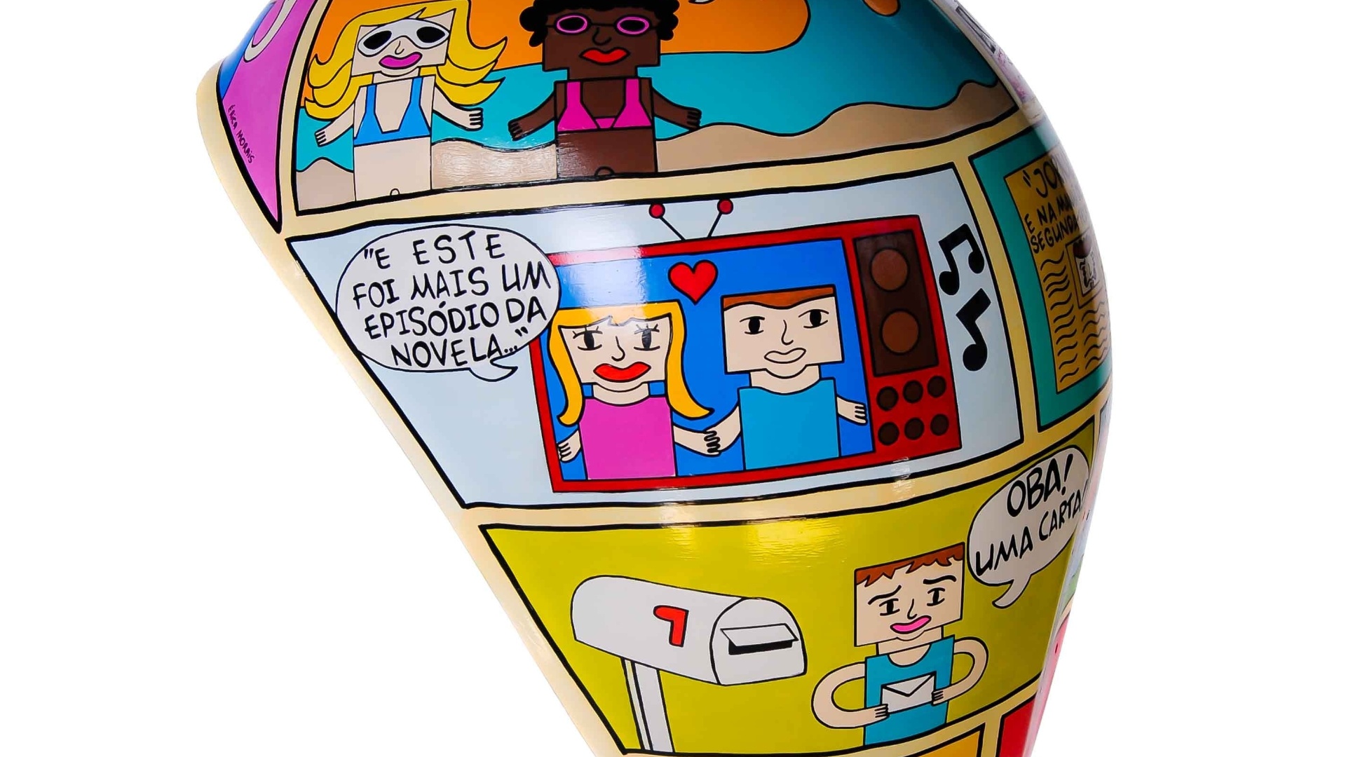 Arte "Retro Transmissão", de Érica Morais. A partir deste dia 20 maio, os antigos "orelhões" paulistanos serão reformados e passam a fazer parte de um circuito artístico que passa por Consolação, Paraisópolis, Pinheiros e Vila Madalena - Divulgação