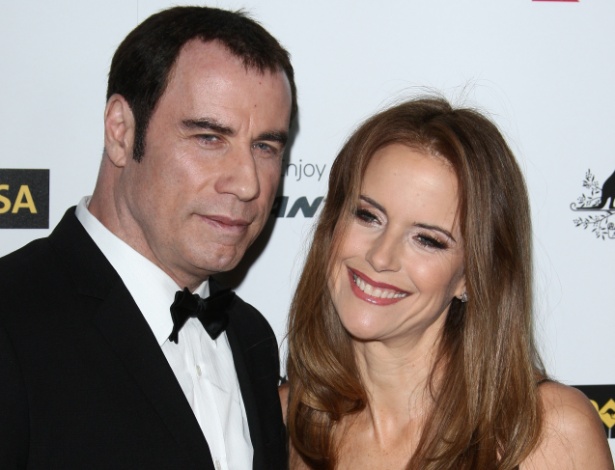 John Travolta e a mulher Kelly Preston no evento G'Day USA Australia Week, em Hollywood (14/1/12)