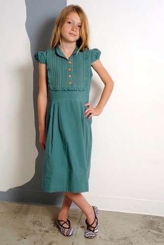 Vestido verde com babados; R$ 80, da Balangandã, na feira Baby Bum (11 4329-7975) - Divulgação