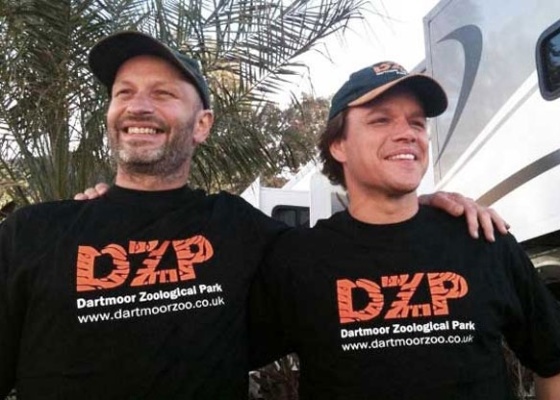 Benjamin Mee e o ator Matt Damon, que o interpretou no filme "Compramos um Zoológico" - Divulgação