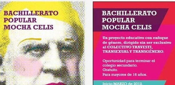 Panfleto da escola argentina Mocha Celis, que é voltada para travestis - Reprodução
