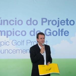 Prefeito Eduardo Paes no anúncio da construção do campo de golfe da Olimpíada de 2016