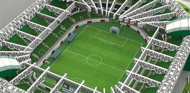 Imagem da Arena Palestra em quebra-cabeça 3D; estádio deve receber seleções em 2014