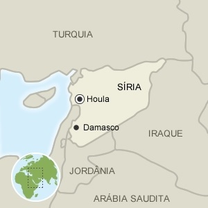 Mapa da Síria mostra a cidade de Houla - Arte/UOL
