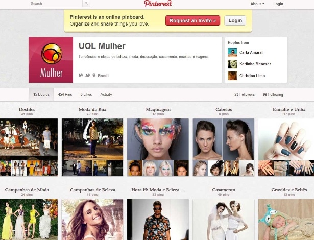 Página de UOL Mulher no Pinterest - Reprodução/Pinterest