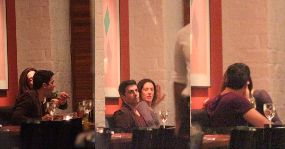 A atriz Cláudia Raia trocou carinhos com o namorado Jarbas Homem de Mello em jantar no Rio de Janeiro (31/5/12)