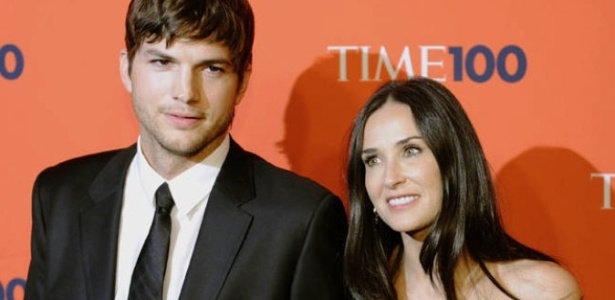 Ashton Kutcher e Demi Moore em foto de quando ainda estavam casados