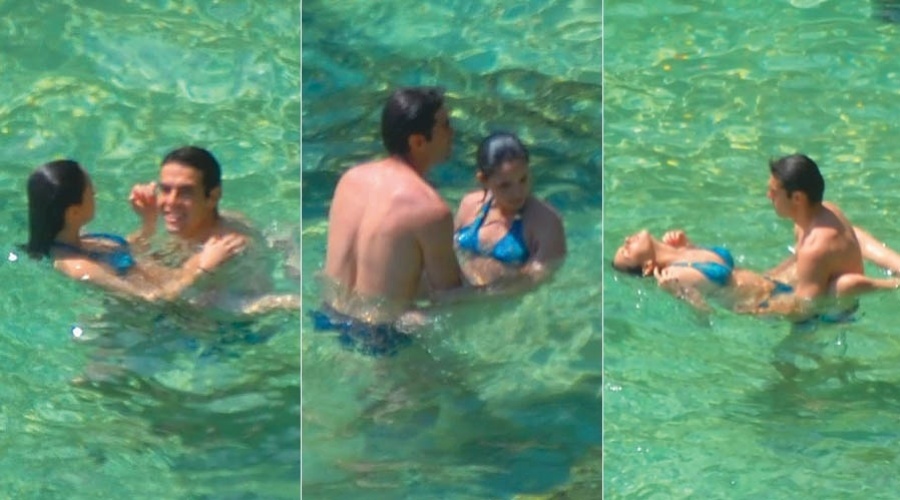 Kaká e Caroline Celico protagonizam cenas de amor no mar de Fernando de Noronha (6/6/2012)