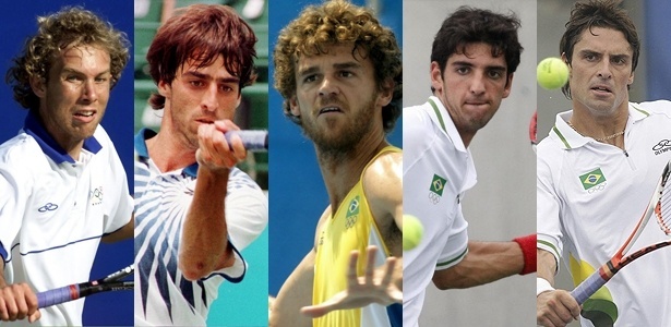 A partir da esquerda: Oncins, Meligeni, Guga, Bellucci e Daniel representaram o Brasil em Olimpíadas