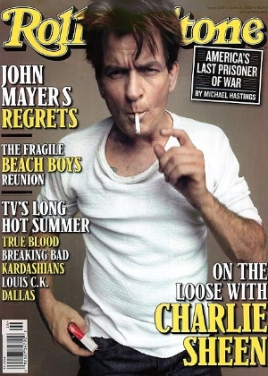 O ator Charlie Sheen é capa da edição de junho da revista "Rolling Stone" (6/6/12)