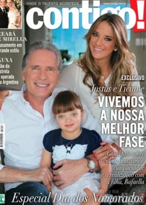 Roberto Justus, Ticiane Pinheiro e Rafaella posam para capa da revista 