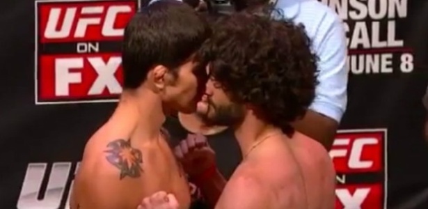 Erick Silva e Charlie Brenneman se encaram após a pesagem oficial do UFC on FX3 - Reprodução