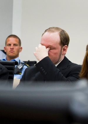 Anders Breivik, durante julgamento na corte de Oslo - Heiko Junge/EFE