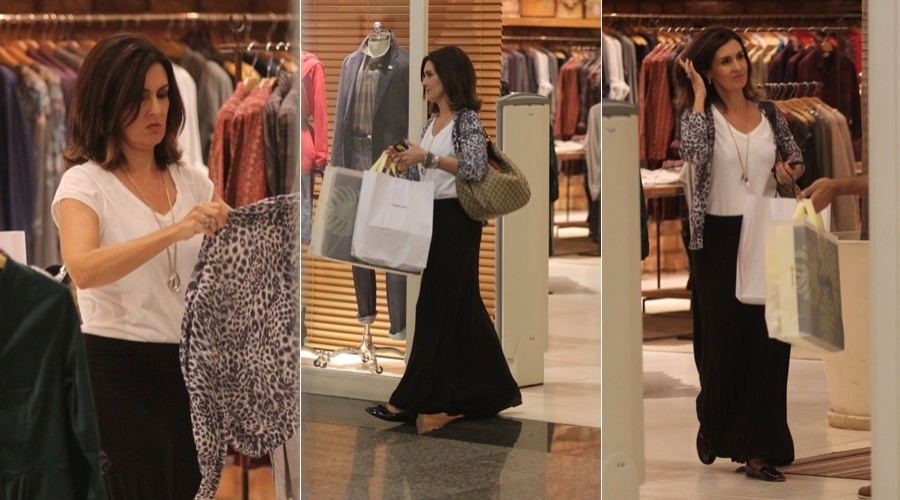 Fátima Bernardes fez compras em um shopping da zona oeste do Rio (12/6/12)
