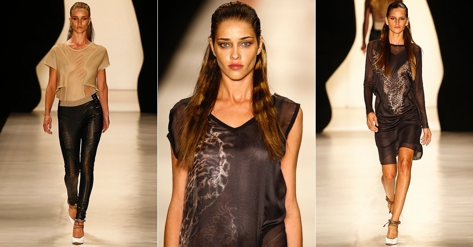 Rosie Huntington-Whiteley, Ana Beatriz Barros e Izabel Goulart no desfile da Animale para o Verão 2013 (11/06/2012) - Alexandre Schneider/UOL