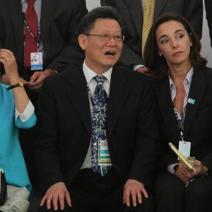 O secretário-geral da Rio+20 Sha Zukang e sua esposa nesta quarta-feira (13) - Júlio Guimarães