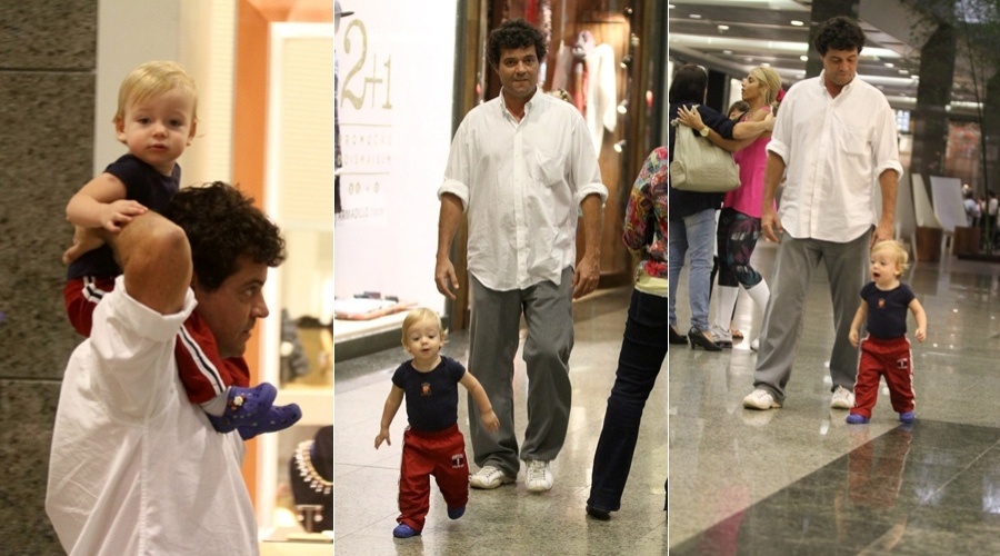 Felipe Camargo passeou com o filho, Antônio, em um shopping da zona sul do Rio (15/6/12)