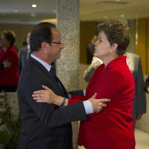 A presidente Dilma Rousseff encontra o presidente da França, François Hollande, na Rio+20 - Fred Dufour/AFP