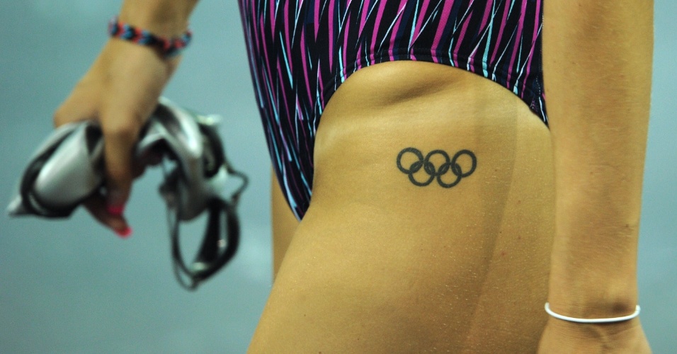 Detalhe da tatuagem de uma nadadora, clicada no Mundial de esportes aquáticos de 2011