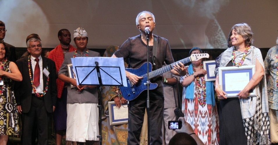 Cantor Gilberto Gil se apresenta em evento de sustentabilidade da Rio+20, no Rio de Janeiro (21/6/12)