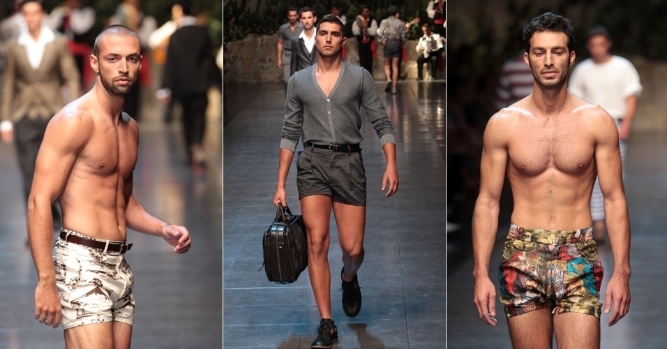 A marca italiana Dolce & Gabbana levou moda praia à passarela, com shorts mais curtos e estampados, além de peças com ar urbano - Vittorio Zunino Celotto/Getty