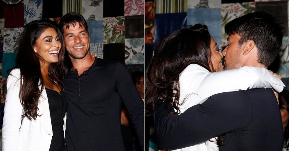 Juliana Paes troca carinhos com o marido em festa para a série "Gabriela" em boate do Rio (23/6/12)
