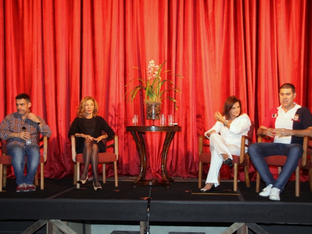 Cláudio Botelho, Marília Pêra, Yaçanã Martins e Cacau Hygino durante coletiva da peça "Herivelto Como Conheci", no Theatro Net Rio, em Copacabana, no Rio (25/6/12)  - Graça Paes/Foto Rio News