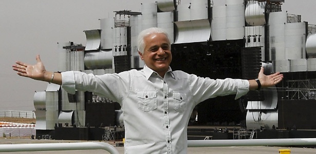 O presidente e fundador do Rock in Rio, Roberto Medina, posa em frente ao espaço que acolherá a terceira edição do Rock in Rio Madri