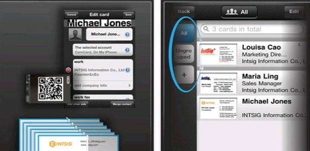 CamCard permite compartilhar cartões virtuais por e-mail, SMS ou QR Code, para leitura pela câmera do smartphone - Reprodução