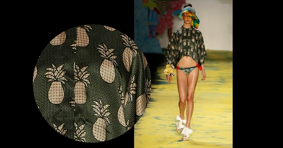 Desta vez, foi o abacaxi que apareceu na estampa na coleção da Salinas, que trouxe a fruta de uma maneira estilizada e geométrica - Alexandre Schneider/UOL