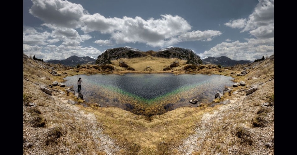 O reflexo da luz na água é duplicado com a simetria obtida por Willeit. - Gustav Willeit