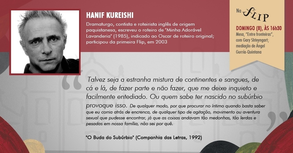 "Talvez seja a estranha mistura de continentes e sangues, de cá e lá, de fazer parte e não fazer, que me deixe inquieto e facilmente entediado. Ou quem sabe ter nascido no subúrbio provoque isso." - "O Buda do Subúrbio", de Hanif Kureishi (Companhia das Letras, 1992) - Arte/UOL
