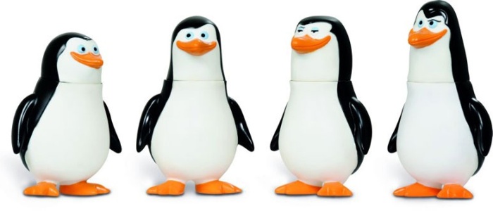 Pinguins Madagascar (Skipper, Kowalski, Private e Rico), da Bandeirante. Feitos de vinil, os personagens medem, aproximadamente, 15 cm de altura. Recomendados para crianças a partir de 12 meses.  R$ 49 cada na Ri Happy (www.rihappy.com.br) - Divulgação