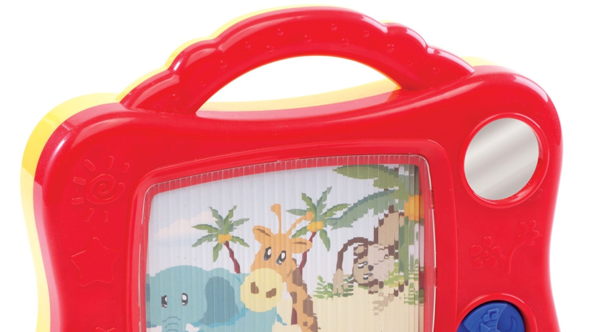 Minha Primeira TV, da Estrela (www.estrela.com.br). A criança gira o botão para ver imagens de animais, que vão passando com música ao fundo. Para crianças a partir de seis meses, o brinquedo custa R$ 55,90 - Divulgação