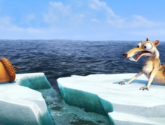 Em "A Era do Gelo 4", como de costume, Scrat continua atrás de sua noz. O filme estreia em 29 de junho nos cinemas  - Divulgação