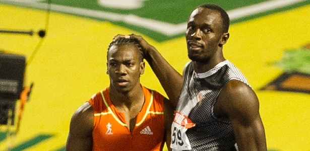 Bolt (direita) e o amigo Yohan Blake, que o venceu nas seletivas jamaicanas dos 100 m e dos 200 m rasos