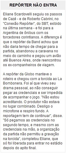 Jornalista da Globo fica sem credencial em La Bombonera e chora na porta do estádio