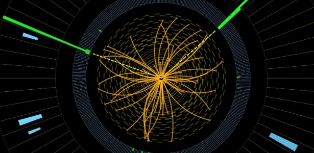 Gráfico distribuído pela Cern que representa colisão de partículas - AFP
