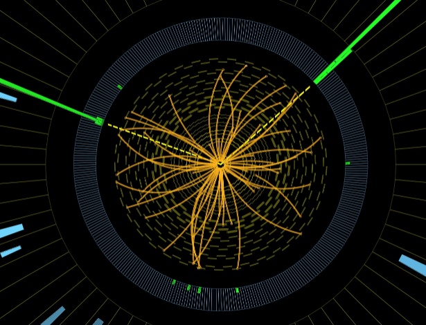 Gráfico distribuído pela Cern que representa colisão de partículas - AFP