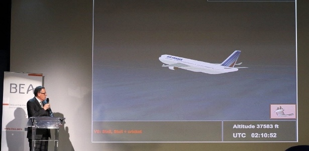 Alain Bouillard, responsável pela investigação do acidente com o voo AF 447, divulga relatório final do caso - Patrick Koravik/AFP